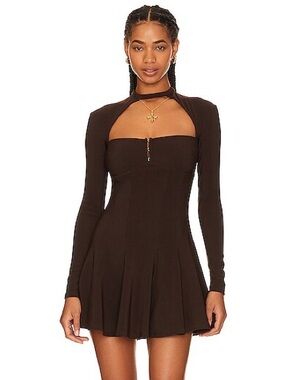 LOBA Aitana Mini Dress in Dark Brown